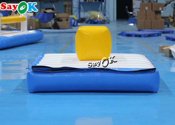 Custom 2x2m  Inflatable Amusement Park Blue Cube Blow Up Water Trampoline Backyard Water Toys