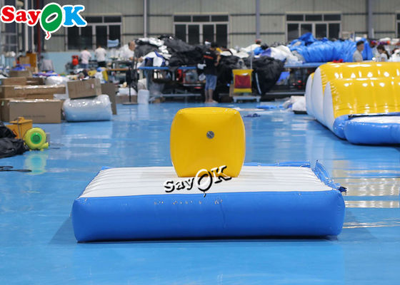 Custom 2x2m  Inflatable Amusement Park Blue Cube Blow Up Water Trampoline Backyard Water Toys