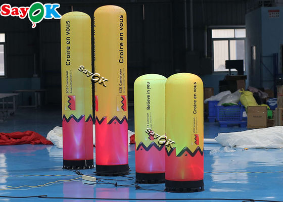 0.46x1.22mH Pink And Yellow LED Tube Inflatable Pillar With Blower