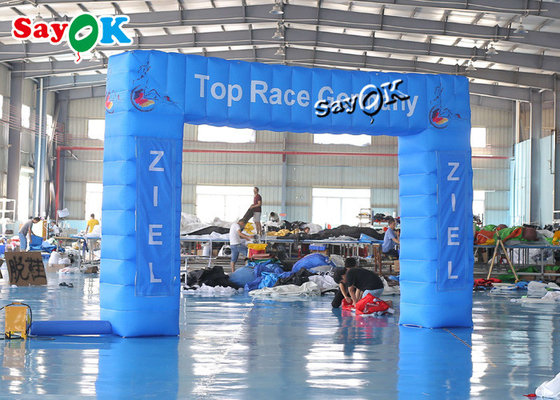 Inflatable Rainbow Arch 4x3m Blue Oxford Cloth Inflatable Race Arch With Air Blower Logo Printing