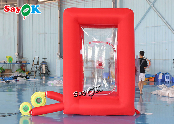 Custom Red Portable Inflatable Money Machine 1.8x1.8x2.7mH For Advertisement Event