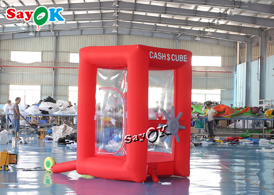 Custom Red Portable Inflatable Money Machine 1.8x1.8x2.7mH For Advertisement Event