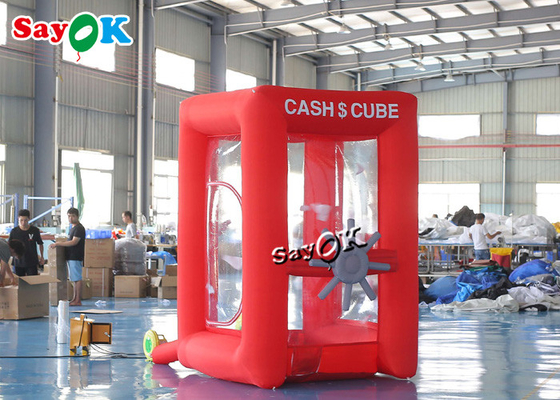 Custom Red Portable Inflatable Money Machine 1.8x1.8x2.7mH For Advertisement Event