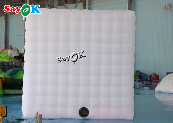 Event Booth Displays 2.5m 8.25ft White Portable 3 Door Cube Photo Booth Tent Inflatable With Led Light