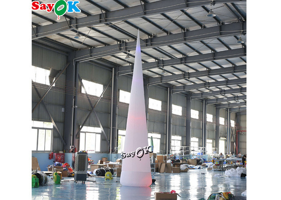 7m 23ft White Led Inflatable Traffic Cone With Colors Changing Lights