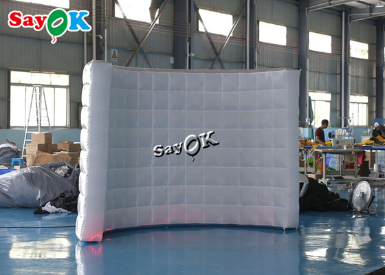 Professional Photo Studio Silver Led Light Backdrop Inflatable Photo Booth Wall 3x1.5x2.3mH For Wedding Party