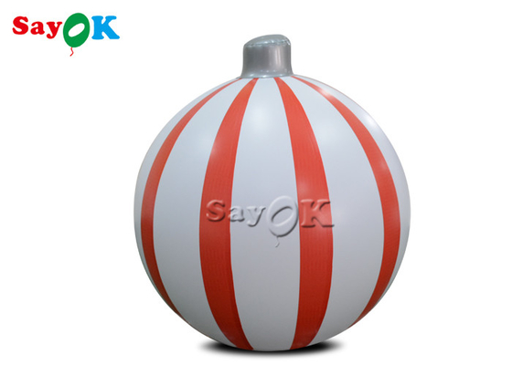 0.6m Red And White PVC Self Inflating Christmas Balloon Customized Store Decor