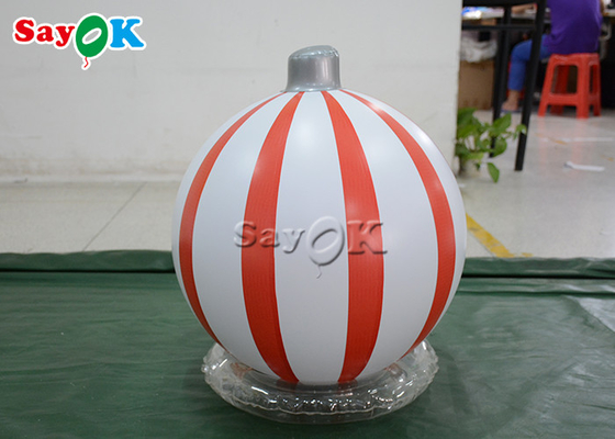 0.6m Red And White PVC Self Inflating Christmas Balloon Customized Store Decor