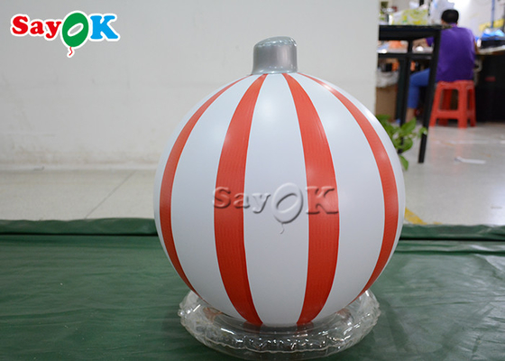 0.6m Red And White PVC Self Inflating Christmas Balloon Customized Store Decor