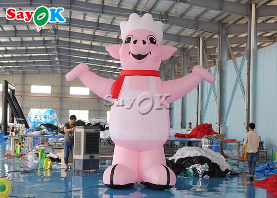 Inflatable Advertising Balloons 4m 13ft Mascot Pink Blow Up Cartoon Characters Pig Cook Model For Restaurant Opening