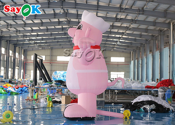 Inflatable Advertising Balloons 4m 13ft Mascot Pink Blow Up Cartoon Characters Pig Cook Model For Restaurant Opening