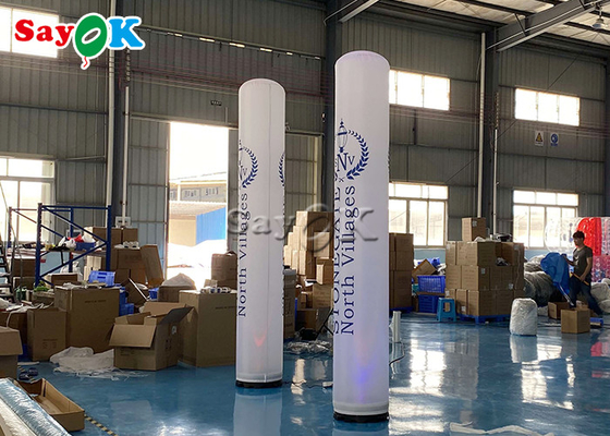3m White Led Lighting Inflatable Pillar With Printing Outdoor Advertising