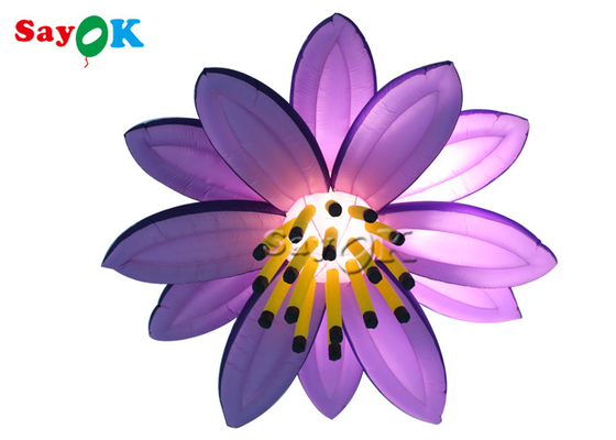 Customized 10ft Inflatable Lighting Decoration Led Lily Flower For Wedding Christmas