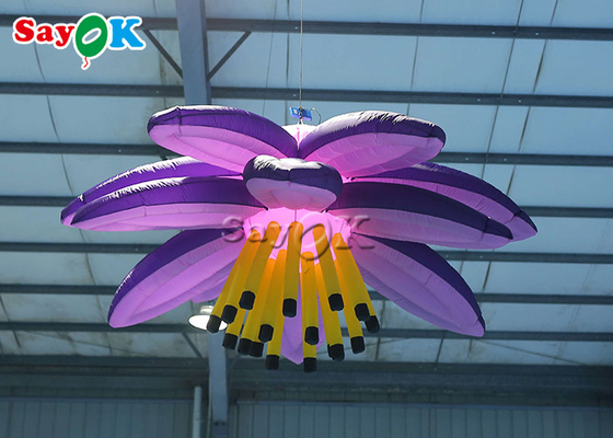 Customized 10ft Inflatable Lighting Decoration Led Lily Flower For Wedding Christmas