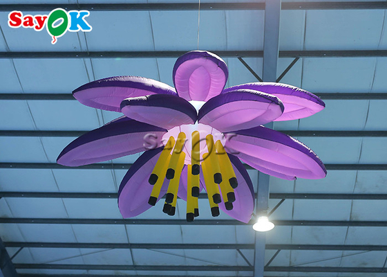 Customized 10ft Inflatable Lighting Decoration Led Lily Flower For Wedding Christmas