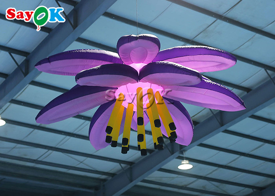 Customized 10ft Inflatable Lighting Decoration Led Lily Flower For Wedding Christmas