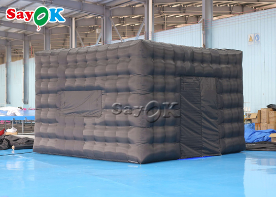 Air Inflatable Tent Black Big Commercial Outdoor Inflatable Cube Tent  With Led Light