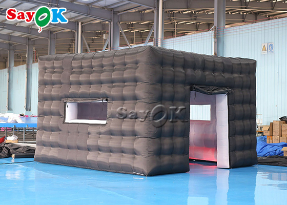 Air Inflatable Tent Black Big Commercial Outdoor Inflatable Cube Tent  With Led Light