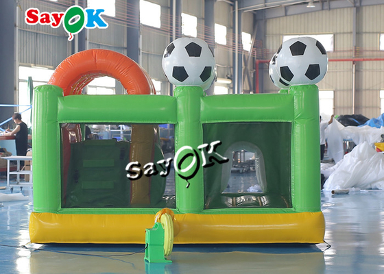 Green Small Football Jumper Inflatable Bounce Soccer Bouncer Slide Combo