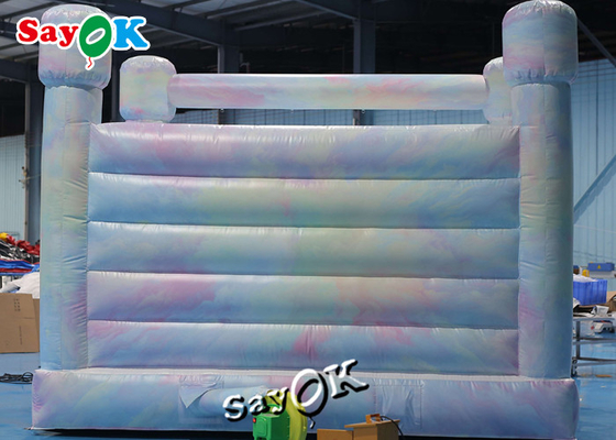 White PVC Wedding Party Moon Bounce Castle 4.3m 14ft Inflatable With Printing