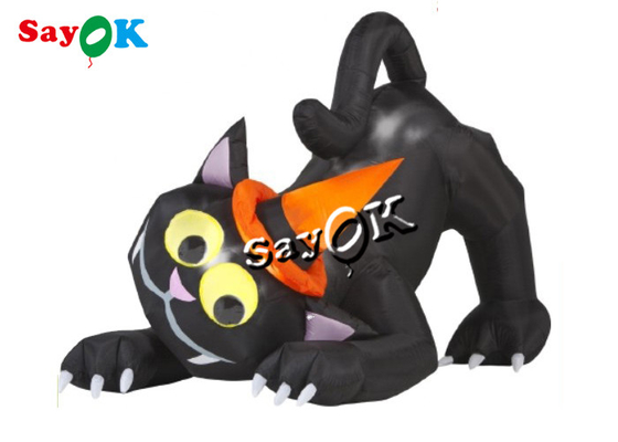 6 FT Garden Lawn Inflatable Holiday Decorations Animated Black Blow Up Cat With LED Lights