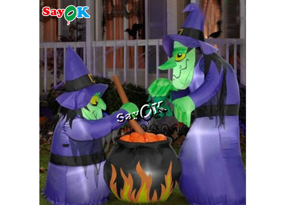 ​4x6ft Led Lighting Inflatable Halloween Witch With Cauldron