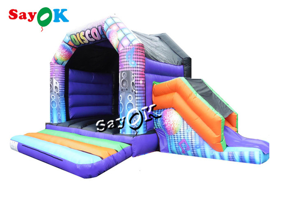 15x18ft Inflatable Disco Dome Bounce House With Slide Digital Printed