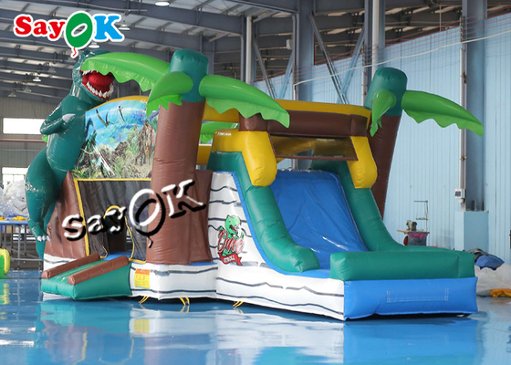 Jurassic Dinosaur Inflatable Bounce House Water Slide For Kids Playground