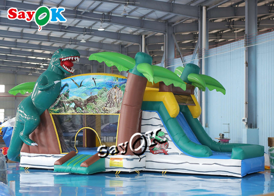Jurassic Dinosaur Inflatable Bounce House Water Slide For Kids Playground