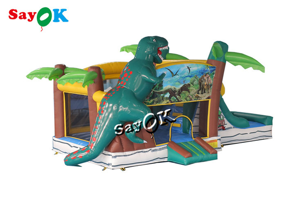 Jurassic Dinosaur Inflatable Bounce House Water Slide For Kids Playground