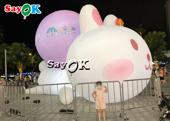 Rabbit Model Inflatable Cartoon Characters With RGB Led Lighting Outdoor Mall Decor
