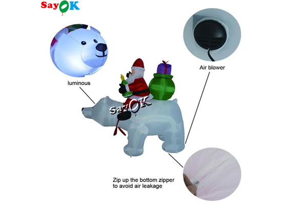 6 Feet Xmas Inflatable Holiday Decorations Yard Lawn Blow Up Santa Claus Rides Polar Bear