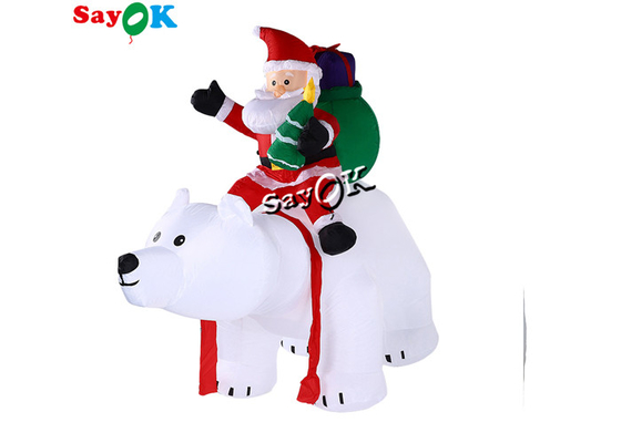 6 Feet Xmas Inflatable Holiday Decorations Yard Lawn Blow Up Santa Claus Rides Polar Bear