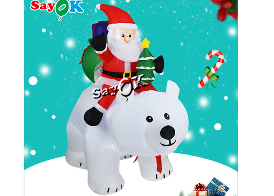 6 Feet Xmas Inflatable Holiday Decorations Yard Lawn Blow Up Santa Claus Rides Polar Bear