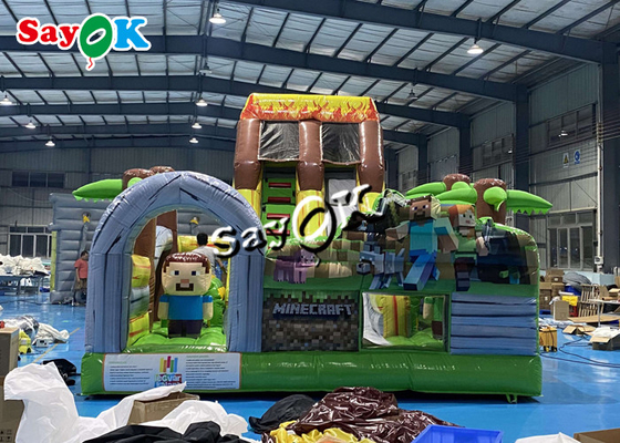 Minecraft Theme Cartoon Inflatable Bounce Castle Slide 6.5m 21.5ft