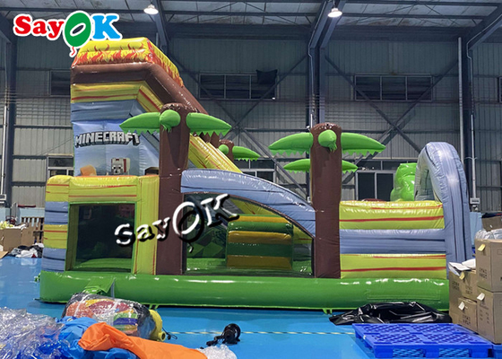 Minecraft Theme Cartoon Inflatable Bounce Castle Slide 6.5m 21.5ft