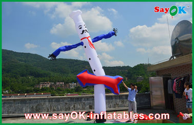 Advertising 5m Blue White Inflatable Air Dancer , Inflatable Air Dancer Cook Sky