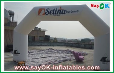Entrance Gate Arch Designs White Advertising 0.45mm PVC Inflatable Arch , Inflatable Star Finish Line Outdoor
