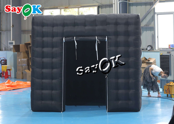 Event Booth Displays Single Door Portable Inflatable Cube Photo Booth Air Tent With LED Lights