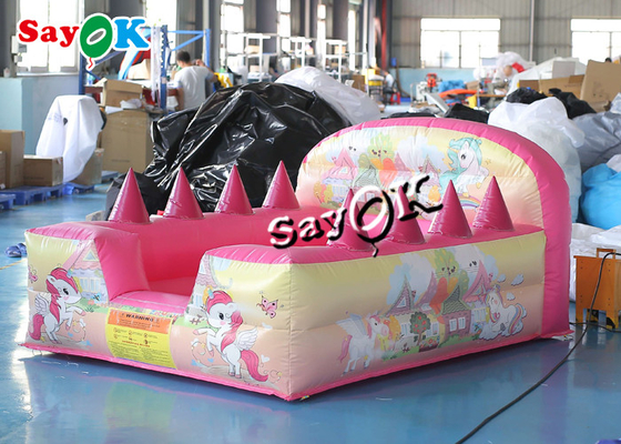 Unicorn Theme Backyard Inflatable Ball Pit Pool With Air Jugglers 2.4m 7ft Pink