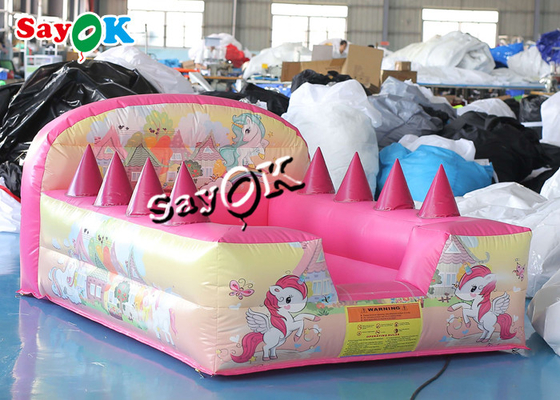 Unicorn Theme Backyard Inflatable Ball Pit Pool With Air Jugglers 2.4m 7ft Pink