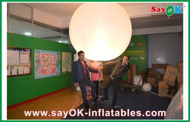 2m DIA Inflatable Lighting Decoration , White LED Stand Ball With Nylon Cloth For Advertising