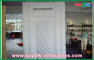 Inflatable Cube Tent 2.6m Height White Quadrate Strong Oxford Cloth Photobooth With LED Light