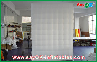 Inflatable Cube Tent 2.6m Height White Quadrate Strong Oxford Cloth Photobooth With LED Light