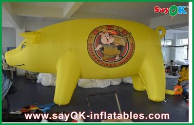 Yellow Inflatable Outdoor Pig Cartoon Characters For Advertising