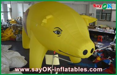 Yellow Inflatable Outdoor Pig Cartoon Characters For Advertising