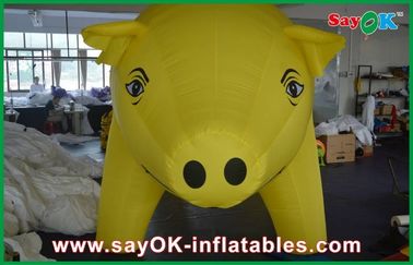 Yellow Inflatable Outdoor Pig Cartoon Characters For Advertising