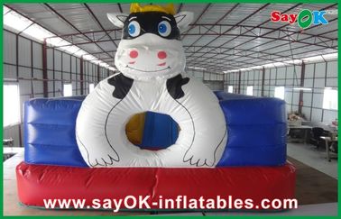 Red / Blue PVC Giant  Inflatable Cow Bouncer For Amusement Park