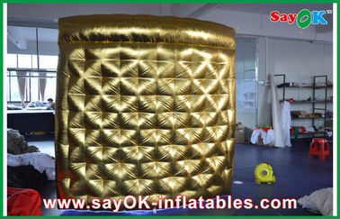 Funny Photo Booth Props Square Golden Outside Inflatable Photo Booth White Inside For Photo Studio