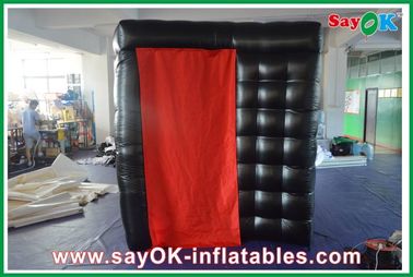 Photo Booth Led Lights Durable Black Inflatable Photobooth Oxford Cloth Modern With Red Curtain